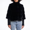 RINO & PELLE Feline Faux Fur Jacket with Knitted Sleeves in Black