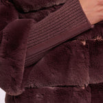 RINO & PELLE Feline Faux Fur Jacket with Knitted Sleeves in Chocolate Bean