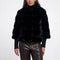 RINO & PELLE Feline Faux Fur Jacket with Ribbed Cuffs in Black