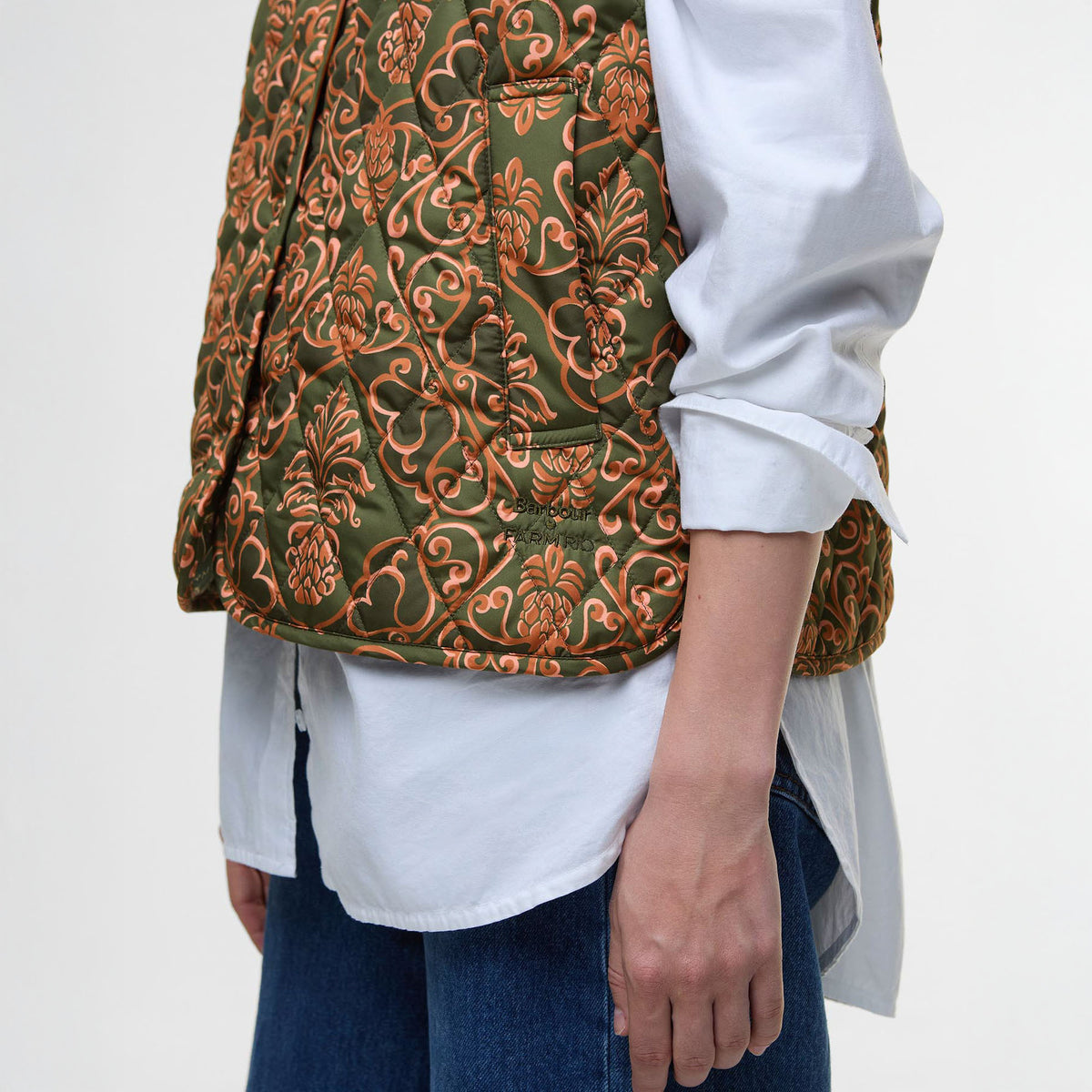 BARBOUR Barbour X Farm Rio Fernanda Liner in Pineapple/Green Heart Print