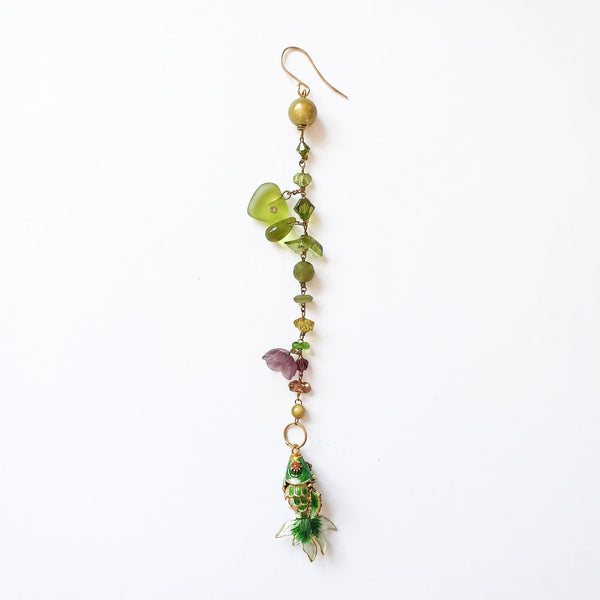 PHILIPPA KUNISCH Fish Bait Earrings in Green