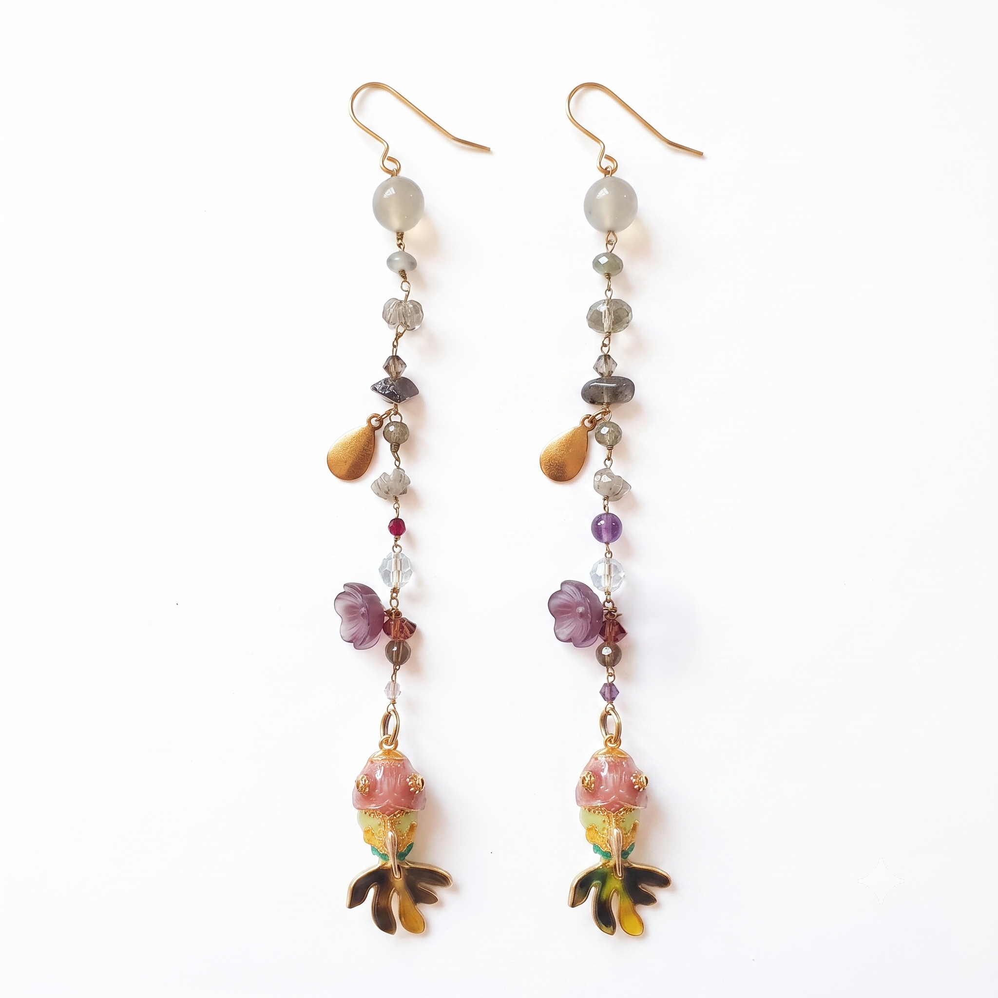 PHILIPPA KUNISCH Fish Bait Earrings in Purple
