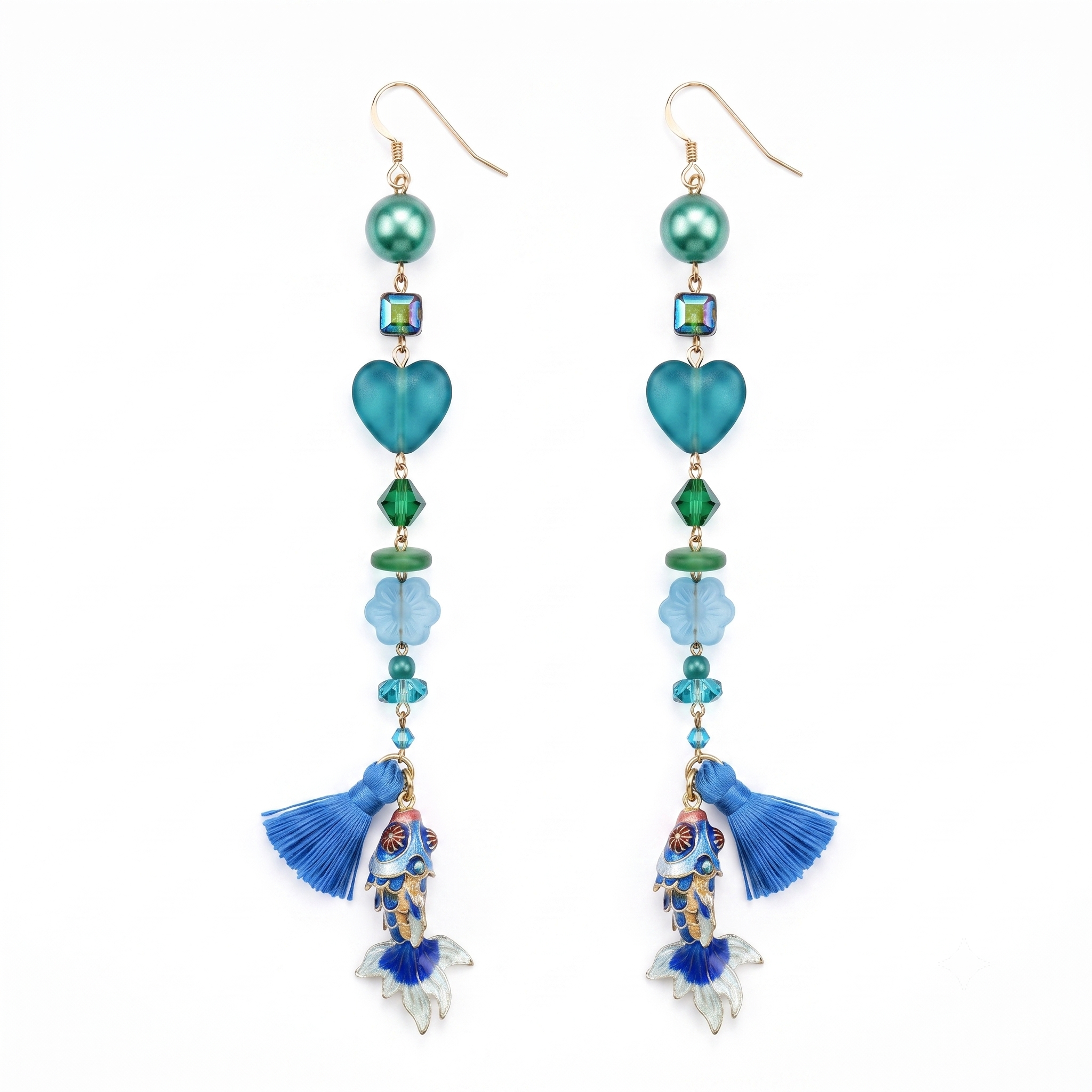PHILIPPA KUNISCH Fish Bait Earrings in Blue