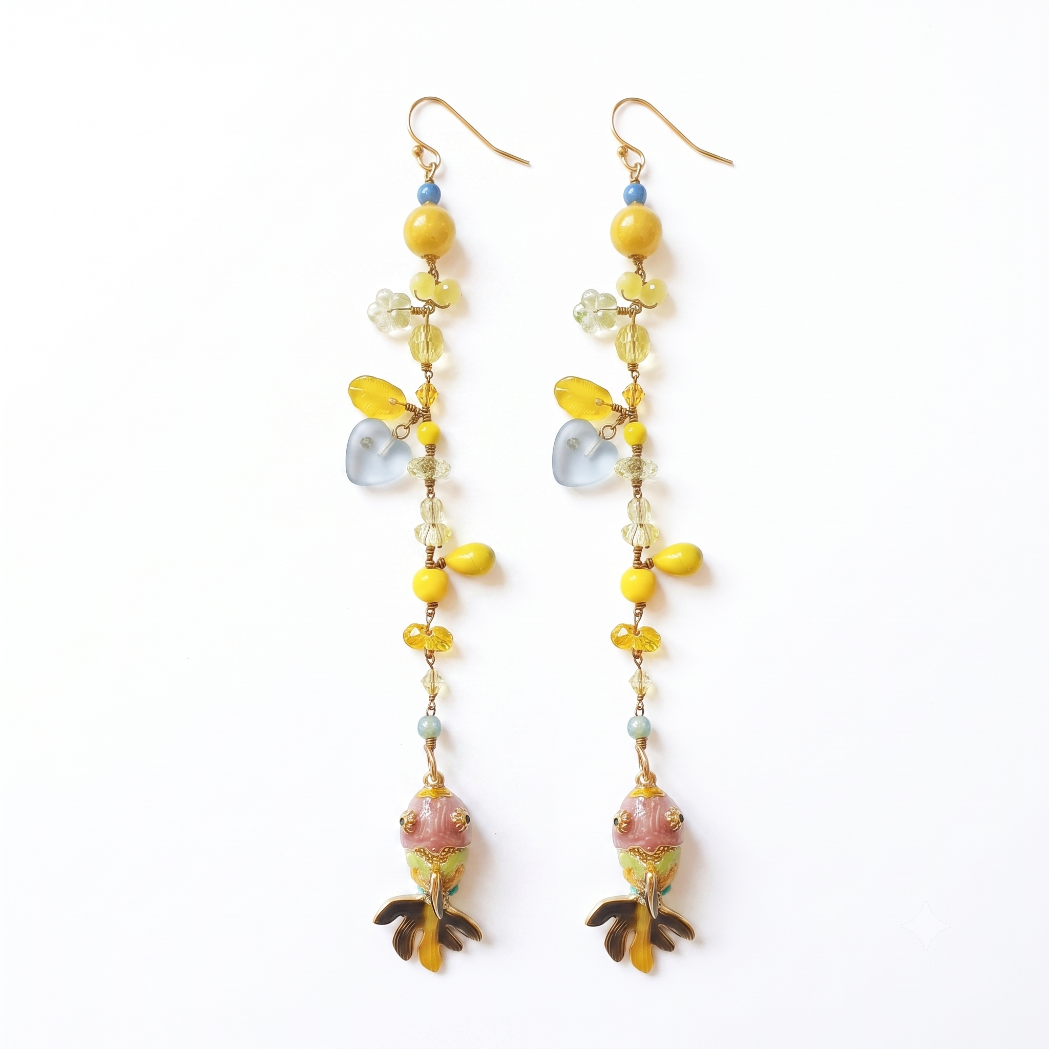 PHILIPPA KUNISCH Fish Bait Earrings in Yellow