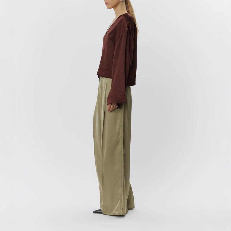 DAY BIRGER ET MIKKELSEN Fisher Fluid Viscose Trousers in Sage Khaki