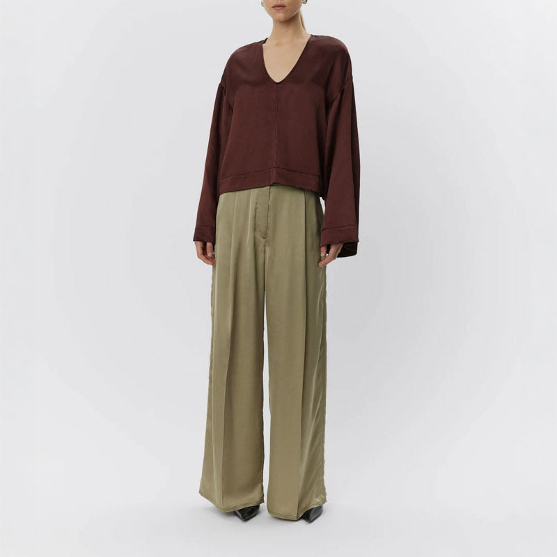 DAY BIRGER ET MIKKELSEN Fisher Fluid Viscose Trousers in Sage Khaki
