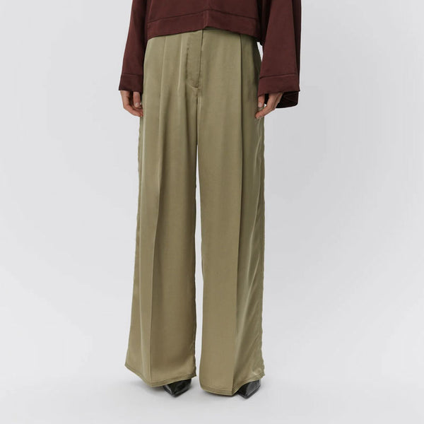 DAY BIRGER ET MIKKELSEN Fisher Fluid Viscose Trousers in Sage Khaki