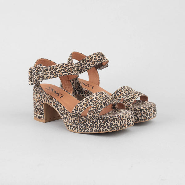 ESSKA Flora Mid Heel Platform Sandals in Leopard