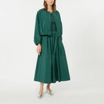 S MAX MARA SMMRomina Taffeta Pleated Skirt in Green
