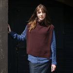 QUINTON & CHADWICK Funnel Neck Poncho in Dark Rum