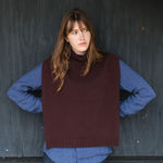 QUINTON & CHADWICK Funnel Neck Poncho in Dark Rum