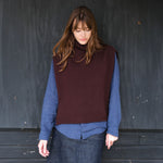 QUINTON & CHADWICK Funnel Neck Poncho in Dark Rum