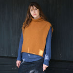 QUINTON & CHADWICK Funnel Neck Poncho in Whiskey