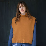 QUINTON & CHADWICK Funnel Neck Poncho in Whiskey