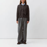 DIEGA Gelco Cotton & Alpaca Button Cardigan with Collar in Blue