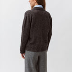 DIEGA Gelco Cotton & Alpaca Button Cardigan with Collar in Blue