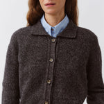 DIEGA Gelco Cotton & Alpaca Button Cardigan with Collar in Blue