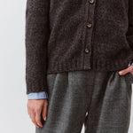 DIEGA Gelco Cotton & Alpaca Button Cardigan with Collar in Blue