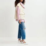 ESSENTIEL ANTWERP Geologic Sleeveless Jacket in Off White