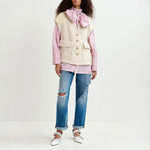 ESSENTIEL ANTWERP Geologic Sleeveless Jacket in Off White