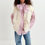 ESSENTIEL ANTWERP Geologic Sleeveless Jacket in Off White