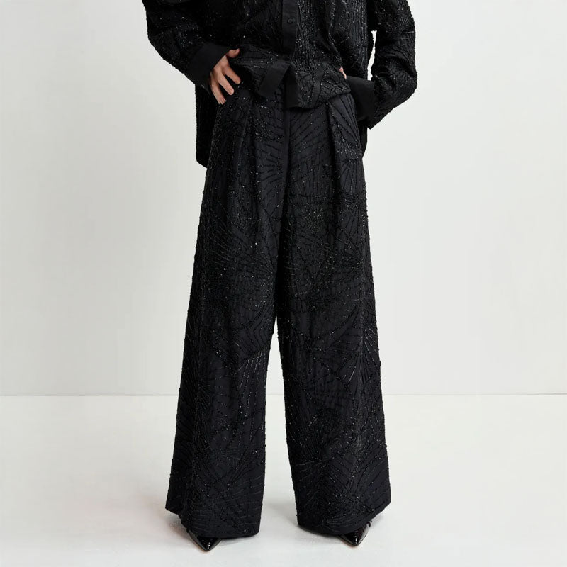ESSENTIEL ANTWERP Girgo Full Sequin Pants in Black