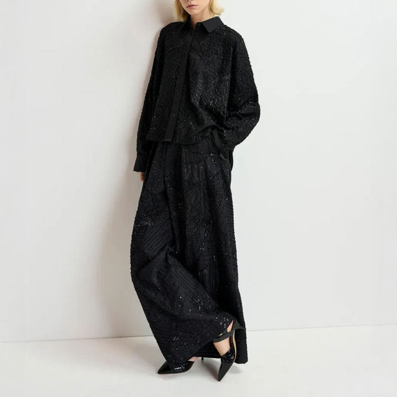 ESSENTIEL ANTWERP Girgo Full Sequin Pants in Black