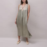 FAUNE Gracie Modal Satin Slip Dress in Duck Egg Green