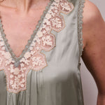 FAUNE Gracie Modal Satin Slip Dress in Duck Egg Green