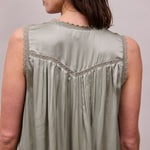 FAUNE Gracie Modal Satin Slip Dress in Duck Egg Green