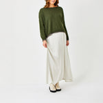 SUZY D Grenada Satin Floaty Skirt in Light Beige