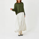 SUZY D Grenada Satin Floaty Skirt in Light Beige