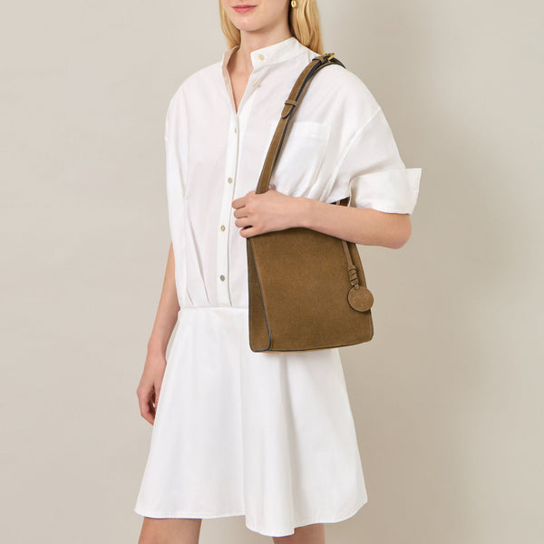 MULBERRY Mini Soft Tote Suede Handbag in Salcombe Sand