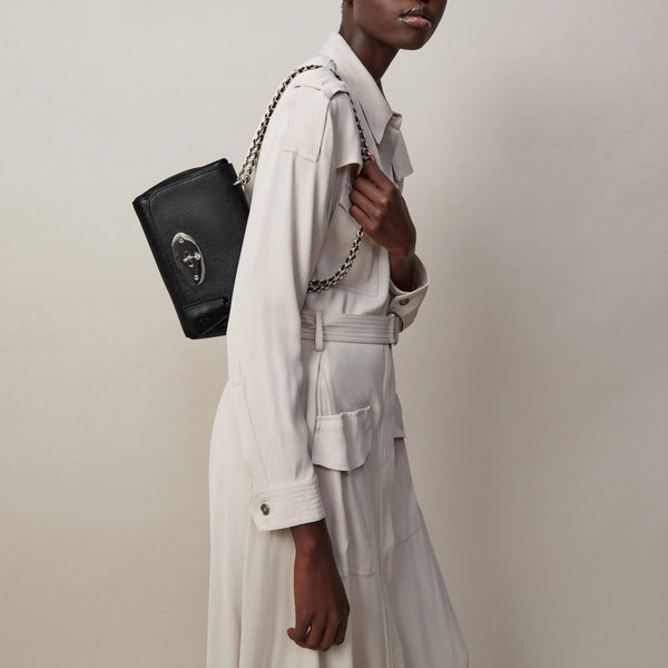 MULBERRY Lily Glossy Goat Bag in Black/Silver