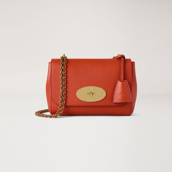 MULBERRY Lily Small Classic Grain Handbag in Coral Orange