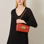 MULBERRY Lily Small Classic Grain Handbag in Coral Orange