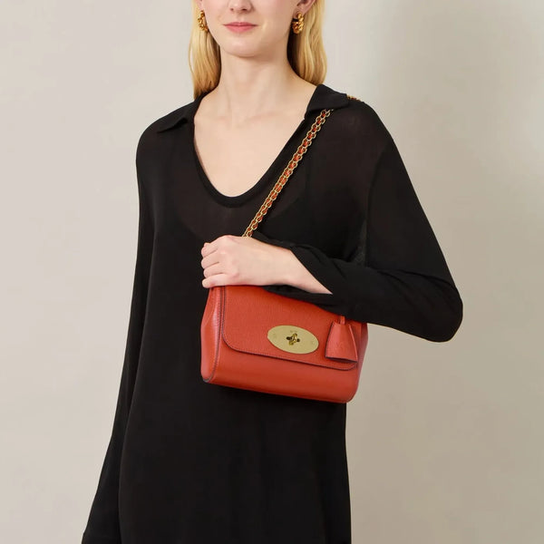MULBERRY Lily Small Classic Grain Handbag in Coral Orange