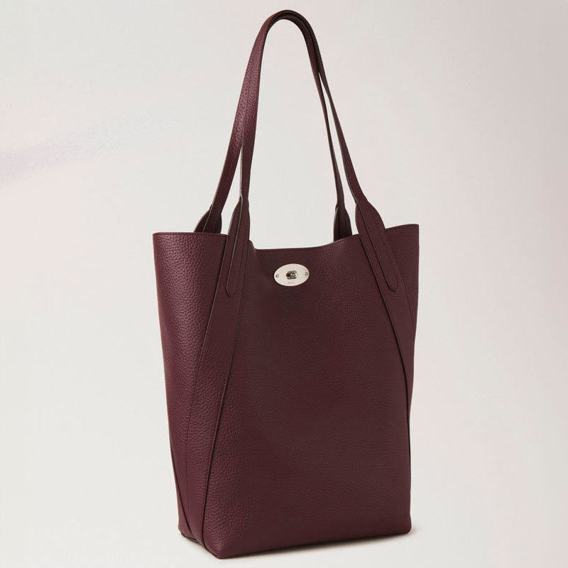 MULBERRY North South Bayswater Tote Heavy Grain Handbag in Black Cherry