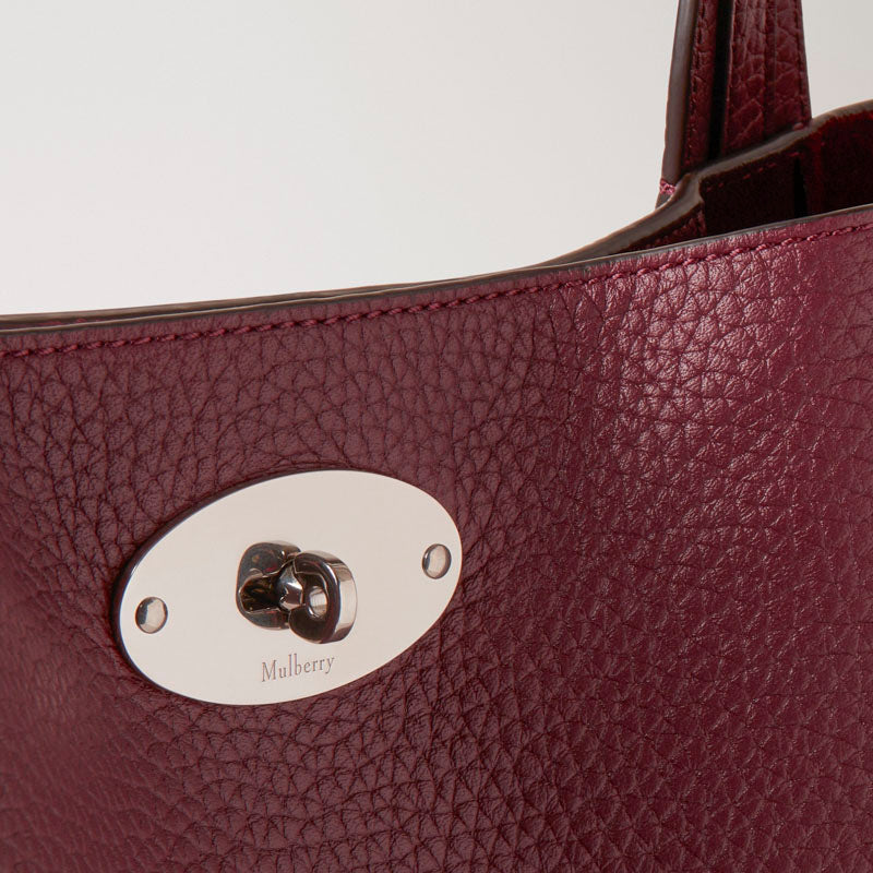 MULBERRY North South Bayswater Tote Heavy Grain Handbag in Black Cherry