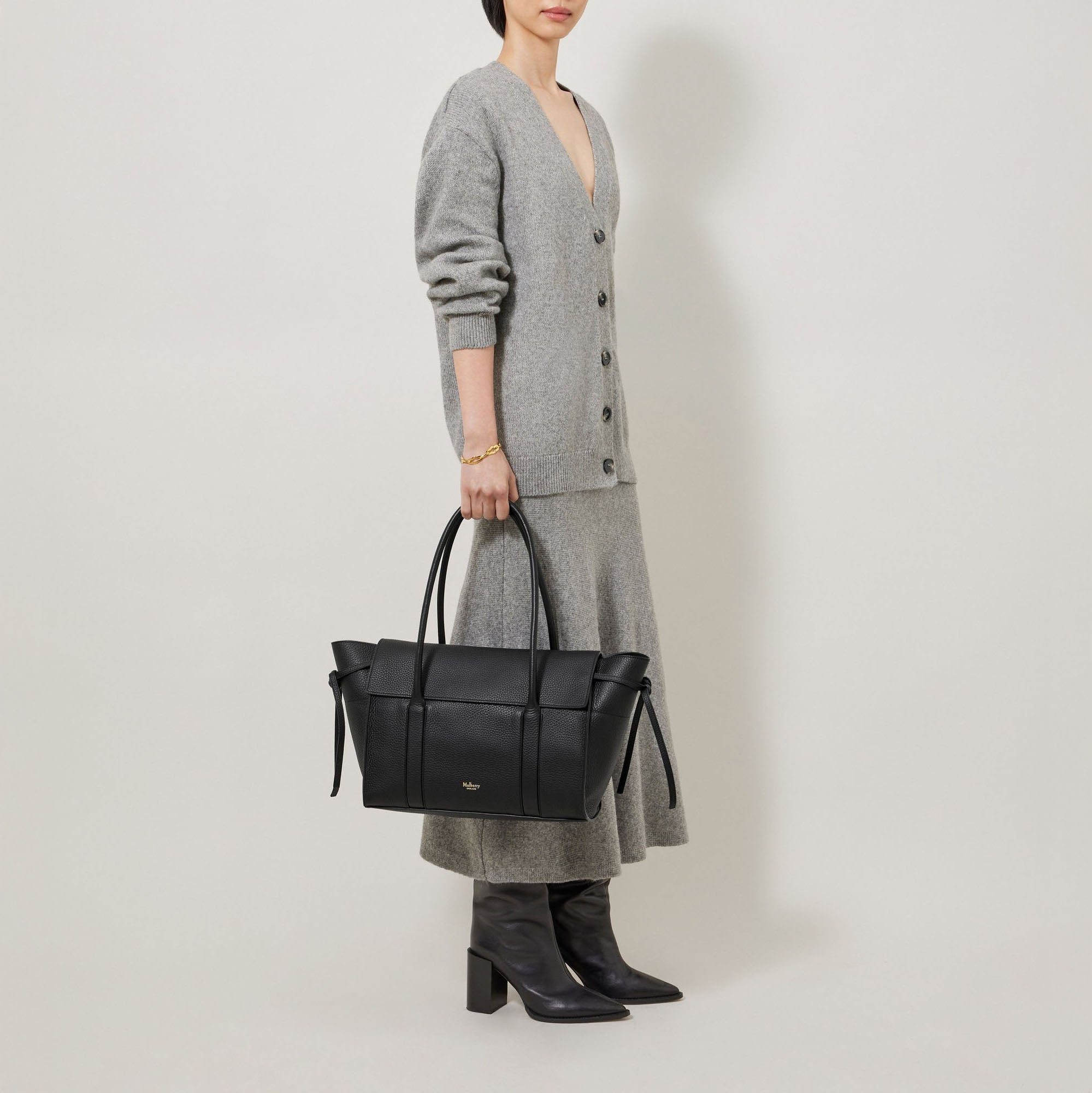 トートバッグ MULBERRY Medium Soft Bayswater Hg MULBERRY Small Soft Bayswater in Linen Green Heavy Grain