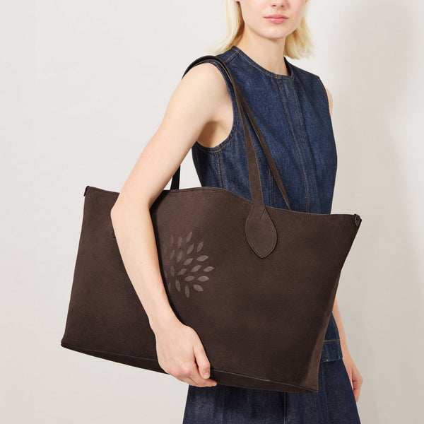 MULBERRY Oversized Suede Tote Bag in Chocolate