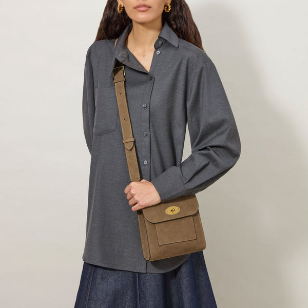 MULBERRY Small Antony Suede Handbag in Salcombe Sand