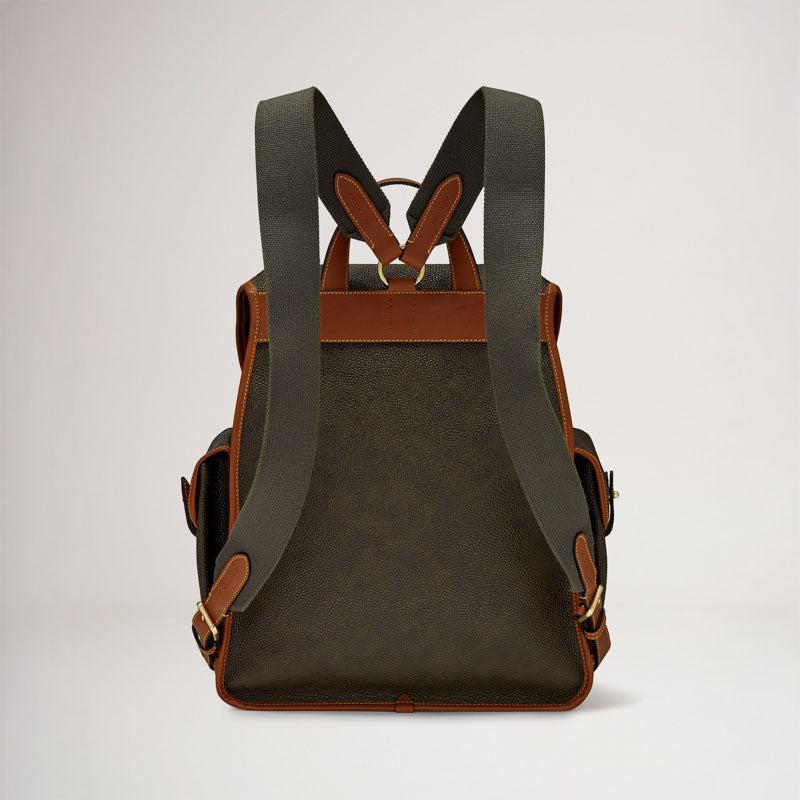 MULBERRY Heritage Eco Scotchgrain Backpack - Mole/cognac