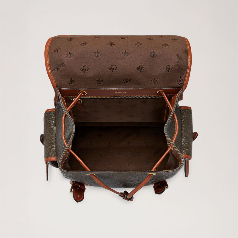 MULBERRY Heritage Eco Scotchgrain Backpack - Mole/cognac