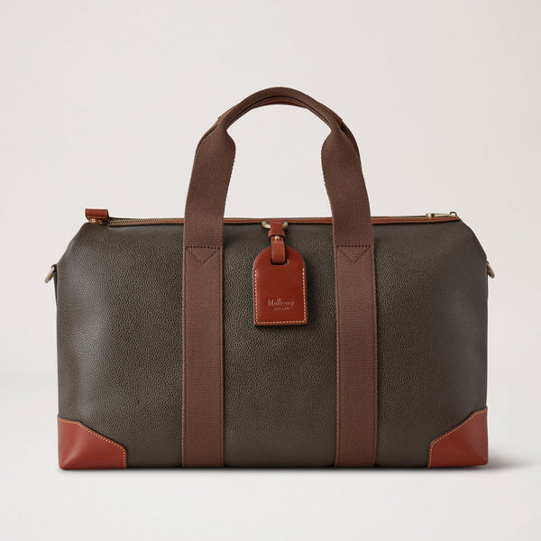 MULBERRY Heritage Day Clipper Eco Scotchgrain Holdall in Mole/Cognac
