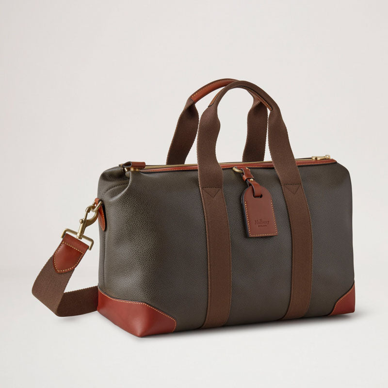 MULBERRY Heritage Day Clipper Eco Scotchgrain Holdall in Mole/Cognac