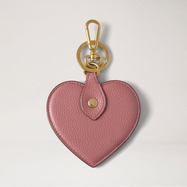 MULBERRY Heart Small Classic Grain Keyring in Pink Scrumpy