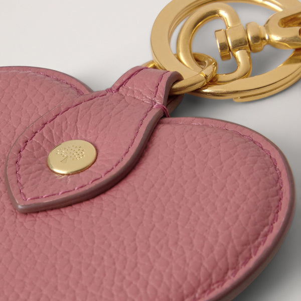 MULBERRY Heart Small Classic Grain Keyring in Pink Scrumpy