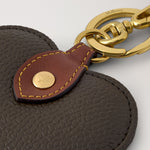 MULBERRY Heart Scotchgrain Keyring in Mole-Cognac