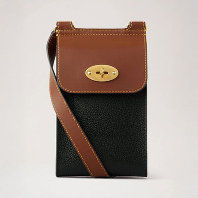 MULBERRY Mini Antony Pouch Eco Scotchgrain Bag in Black/Cognac